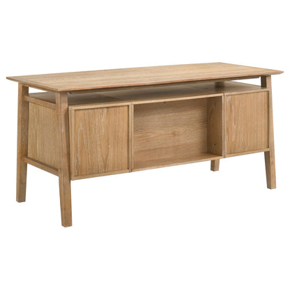 Goodson 64-inch 4-Drawer Double Pedestal Desk Distressed Light Brown