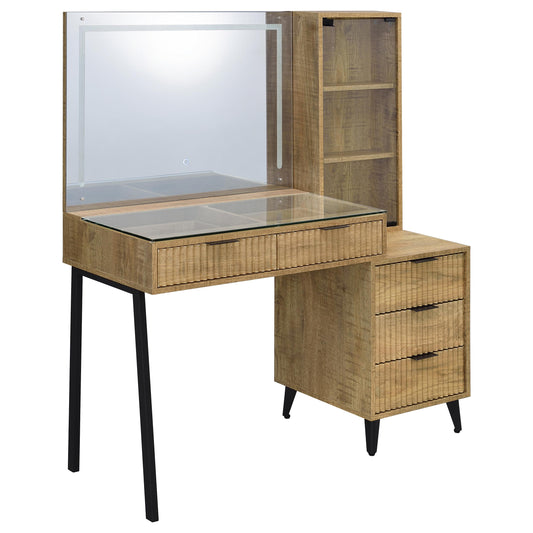 Souza 5-Drawer Makeup Vanity Table With LED Mirror Mango