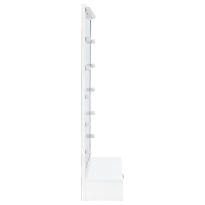 Spector 1-drawer Lighted Full-Length Floor Mirror White High Gloss