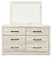 Cambeck Full Panel Bed with 4 Storage Drawers with Mirrored Dresser, Chest and Nightstand