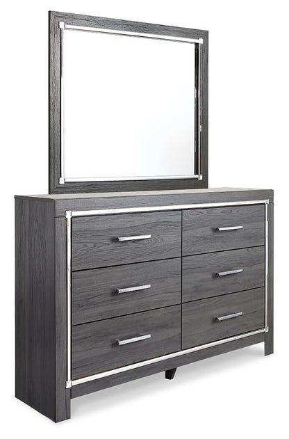 Lodanna Full Upholstered Panel Headboard Bed with Mirrored Dresser