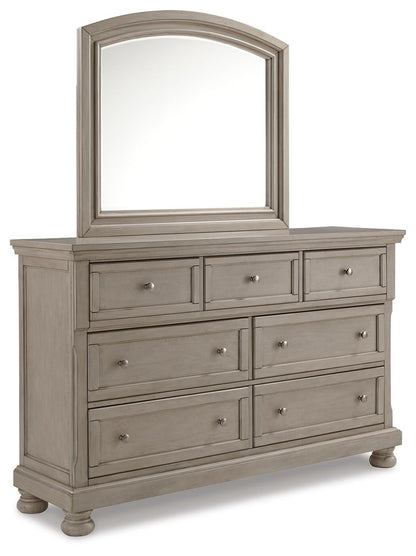Lettner California King Panel Bed with Mirrored Dresser