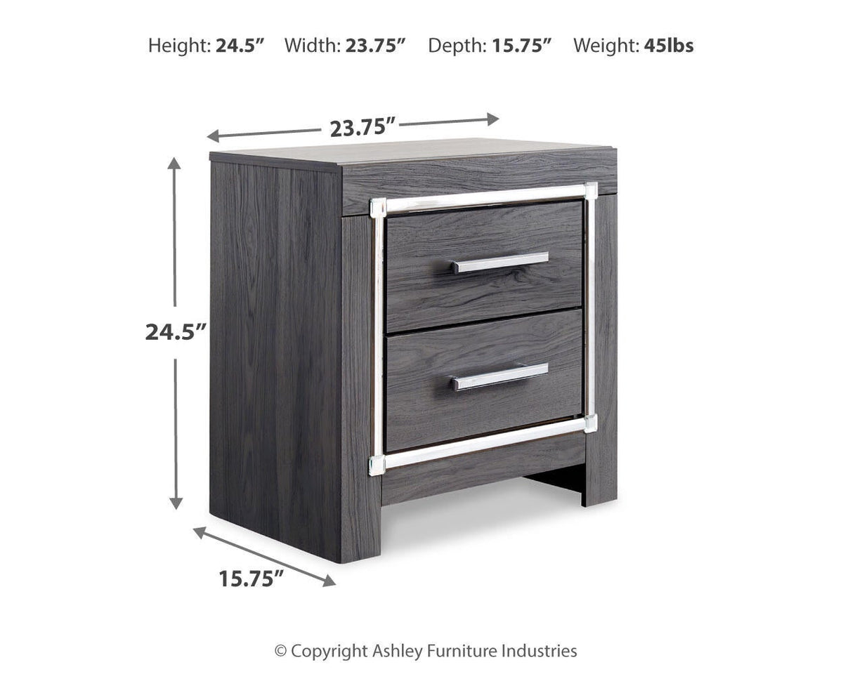 Lodanna King Panel Bed with Mirrored Dresser and Nightstand