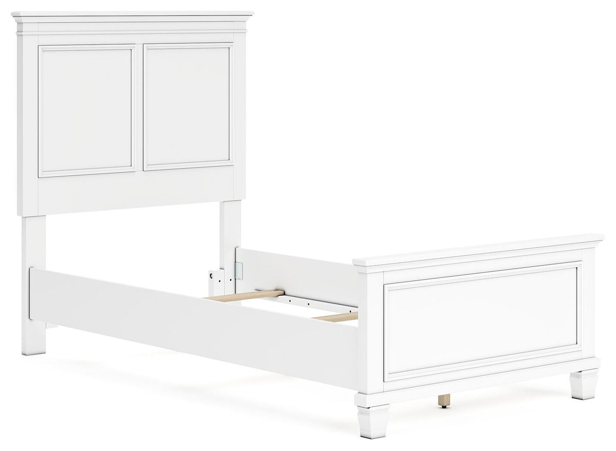 Fortman Twin Panel Bed with Mirrored Dresser