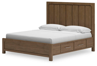 Cabalynn King Panel Bed with Storage with Mirrored Dresser