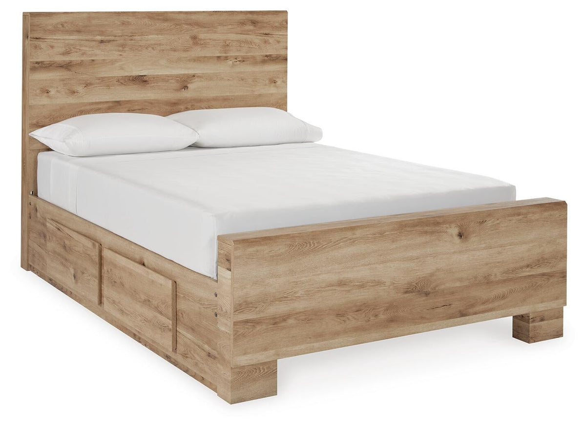 Hyanna Full Panel Bed with 2 Side Storage, Dresser, Mirror and Nightstand
