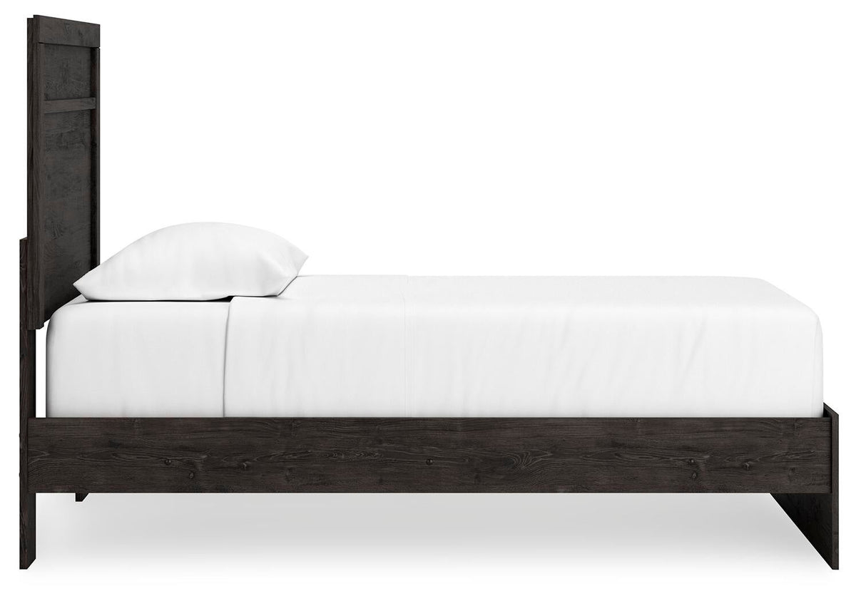 Belachime Twin Panel Bed with Mirrored Dresser