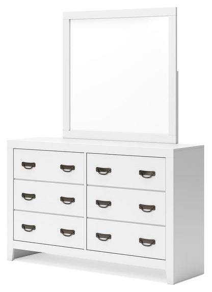Binterglen King Panel Bed with Mirrored Dresser and Nightstand