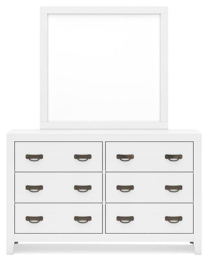 Binterglen California King Panel Bed with Mirrored Dresser and Nightstand