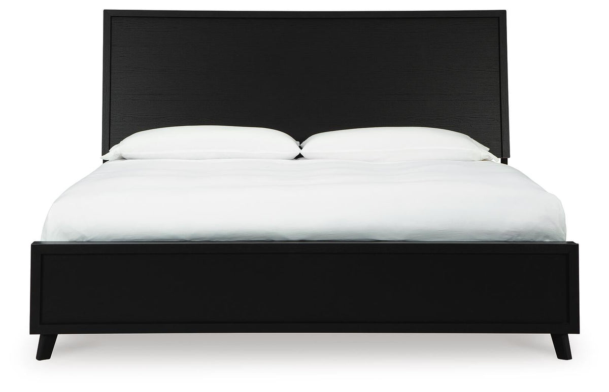 Danziar Queen Panel Bed with Mirrored Dresser