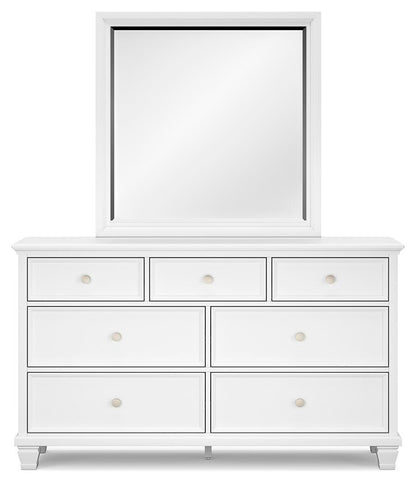 Fortman Full Panel Bed with Mirrored Dresser