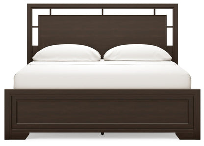 Covetown California King Panel Bed with Mirrored Dresser