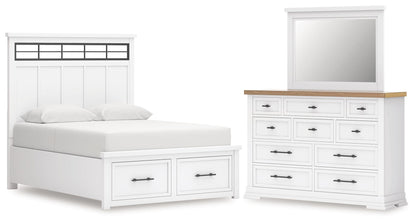 Ashbryn Queen Panel Storage Bed, Dresser and Mirror