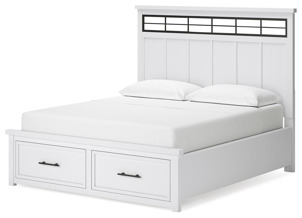 Ashbryn California King Panel Storage Bed, Dresser, Mirror and Nightstand