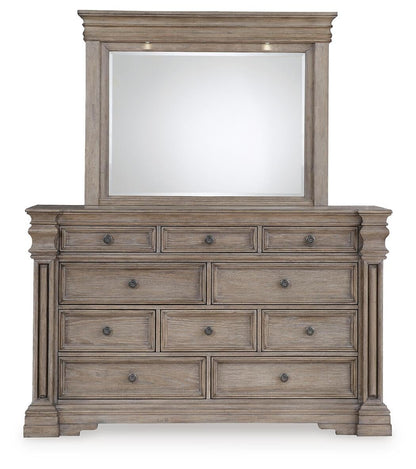 Blairhurst King Panel Bed with Mirrored Dresser