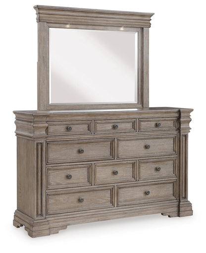 Blairhurst King Panel Bed with Mirrored Dresser