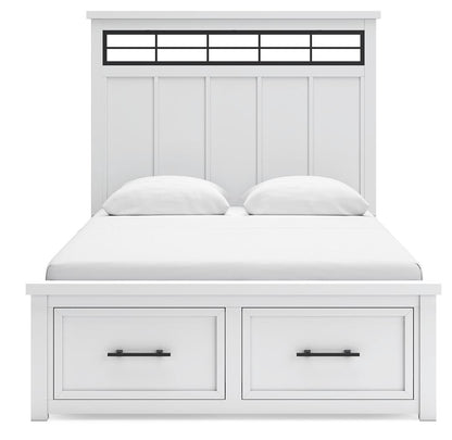Ashbryn Queen Panel Storage Bed, Dresser, Mirror and Nightstand