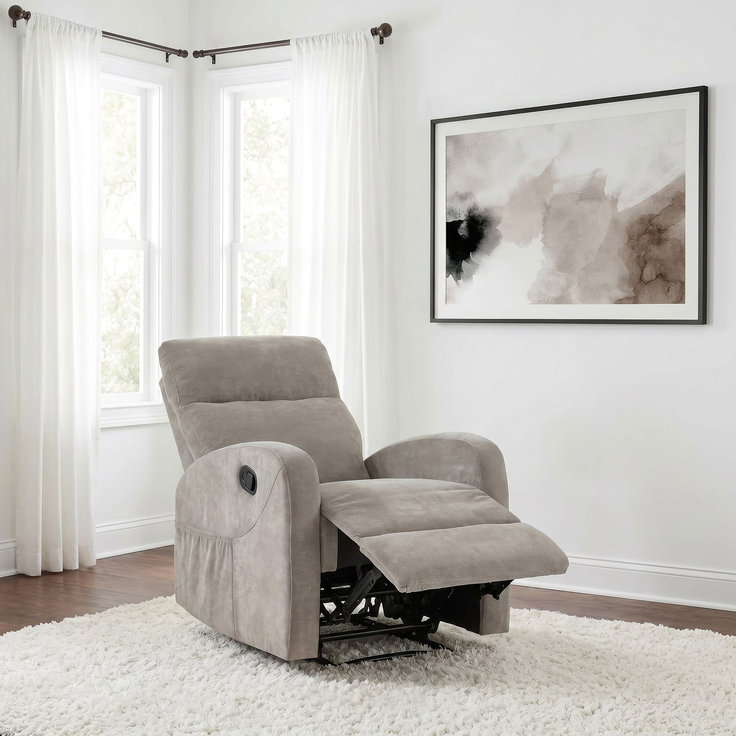 Hamilton Chenille Upholstered Manual Recliner Sand