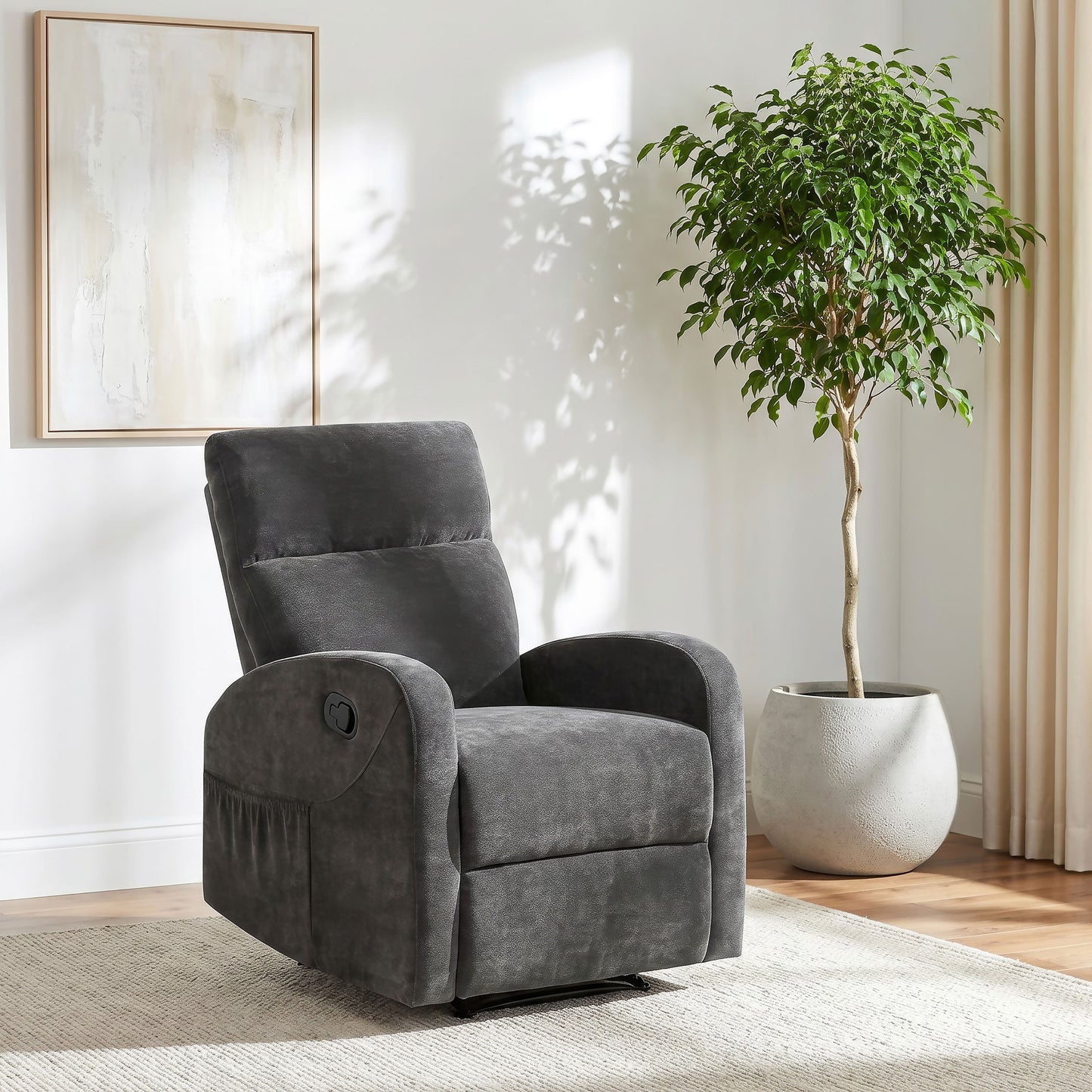 Hamilton Chenille Upholstered Manual Recliner Charcoal Grey