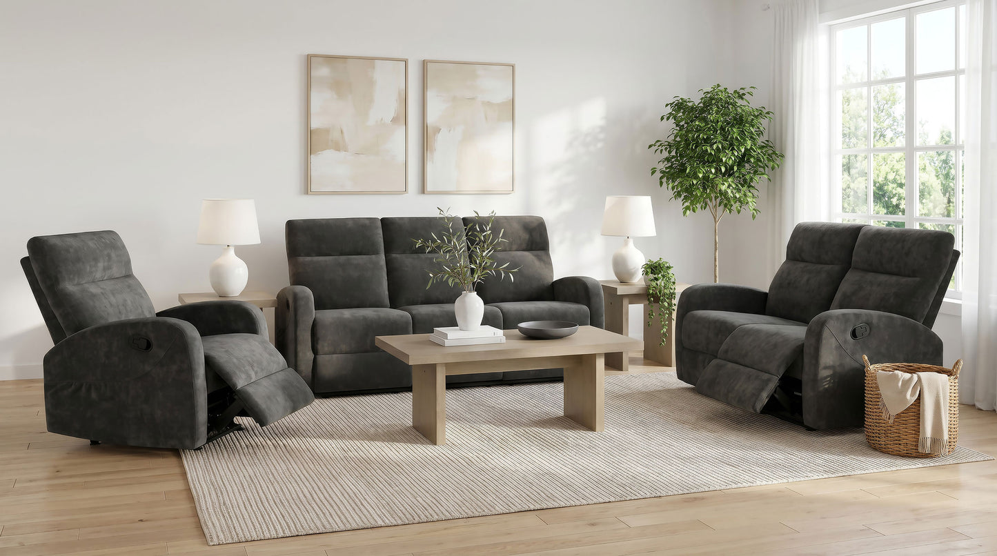 Hamilton Chenille Upholstered Manual Recliner Charcoal Grey