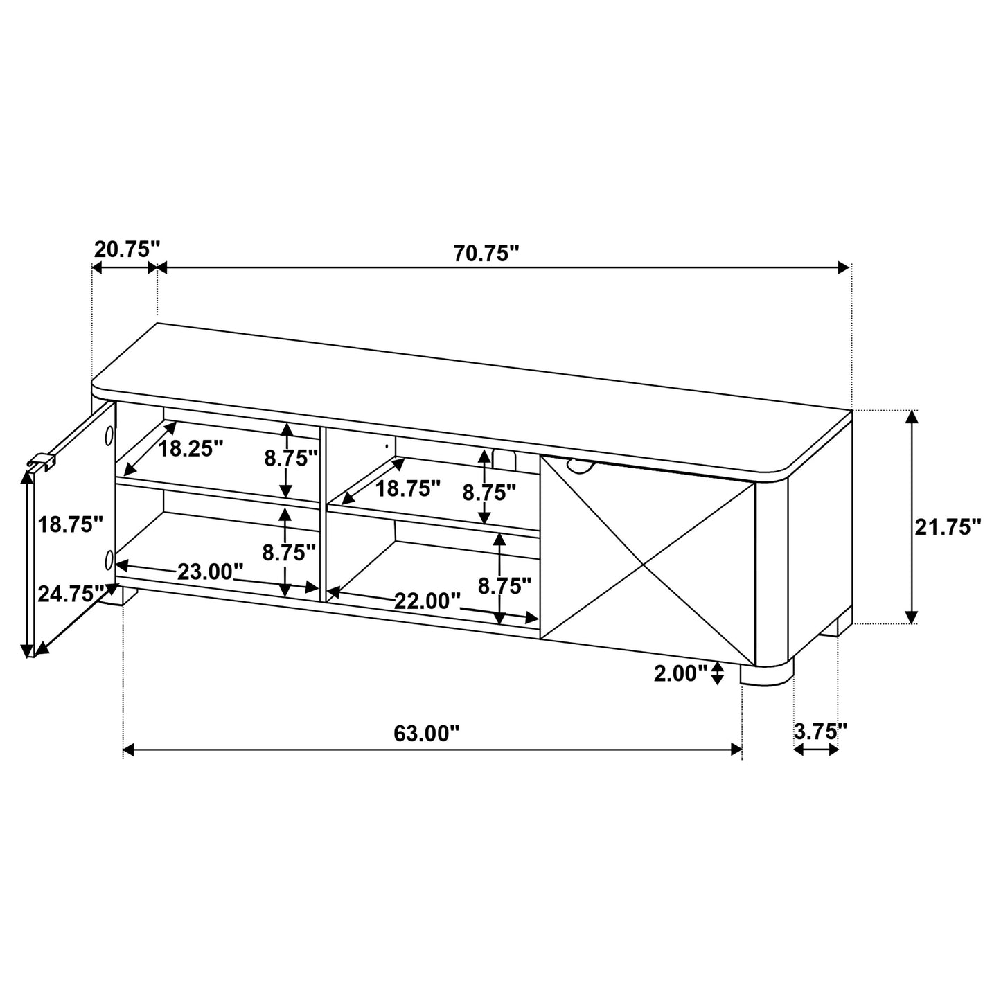 Marcelo 71-inch TV Stand Media Console Light Elm