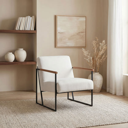 Monsen Fabric Upholstered Metal Frame Accent Chair Ivory