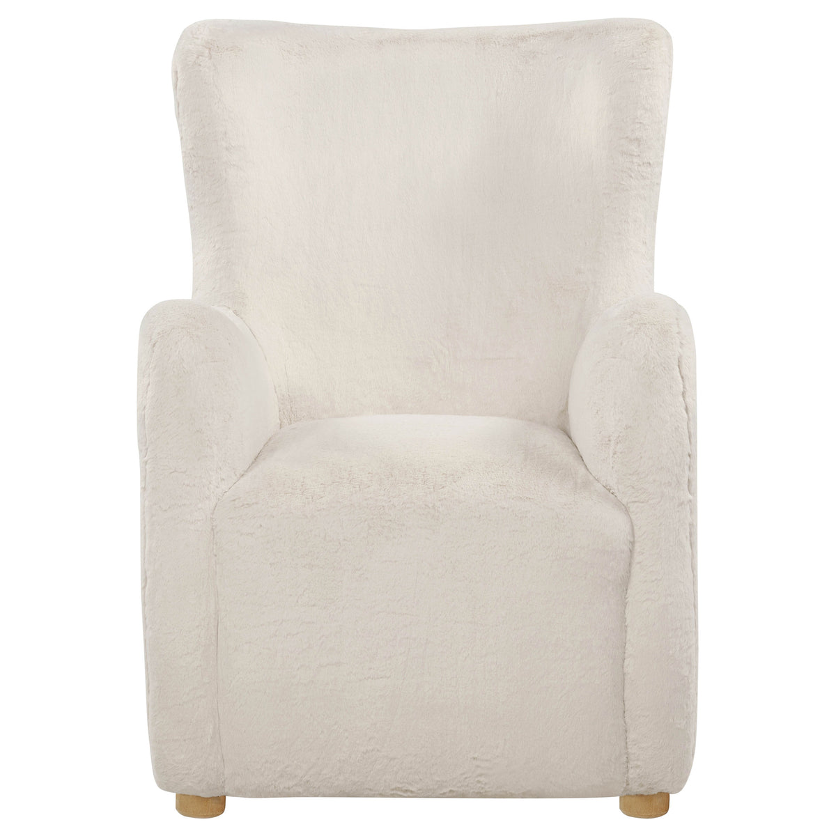 Thornton Faux Fur Upholstered Wingback Lounge Accent Chair Ivory