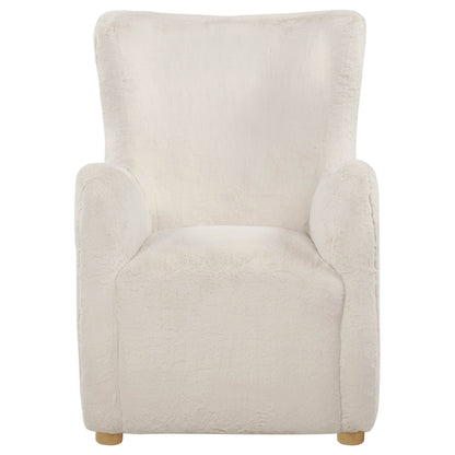 Thornton Faux Fur Upholstered Wingback Lounge Accent Chair Ivory