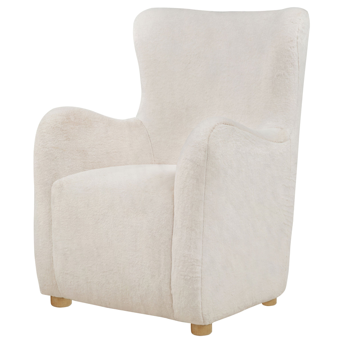 Thornton Faux Fur Upholstered Wingback Lounge Accent Chair Ivory