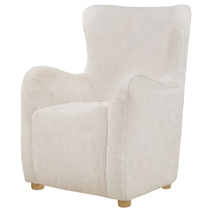 Thornton Faux Fur Upholstered Wingback Lounge Accent Chair Ivory