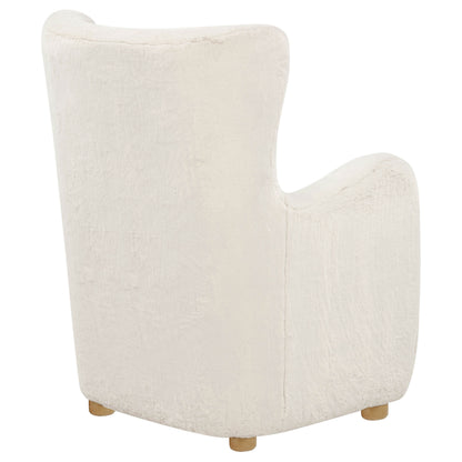 Thornton Faux Fur Upholstered Wingback Lounge Accent Chair Ivory