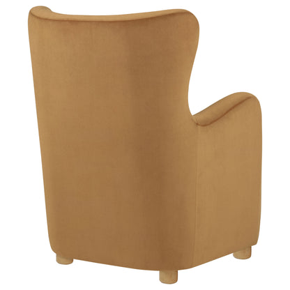 Thornton Velvet Upholstered Wingback Lounge Accent Chair Cognac