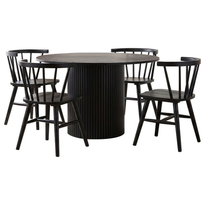 Hamlyn 5-piece Round Wood Dining Set Black