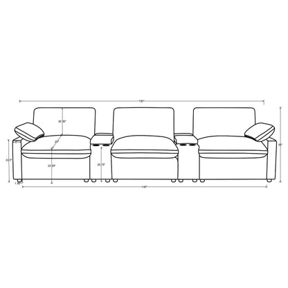 Collins 5-Piece Power Reclining Home Theater Seating Chocolate Brown