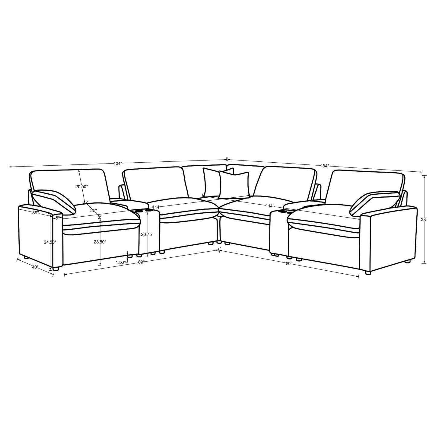Collins 7-piece Modular Power Reclining Sectional Black