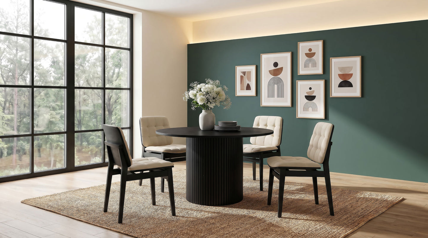 Redbridge Velvet Upholstered Side Chair Cream and Black (Set of 2)