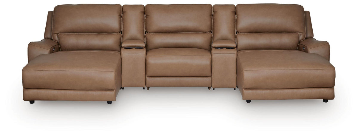DeepWakes 5-Piece Reclining Sectional with Double Chaise and Storage Consoles