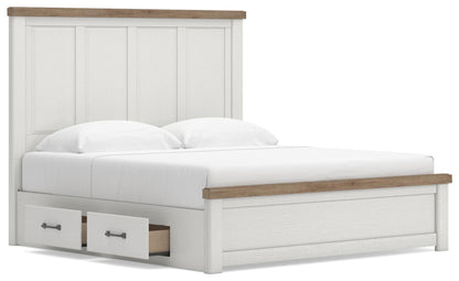 Savonport King Panel Bed with Storage, Dresser and Mirror