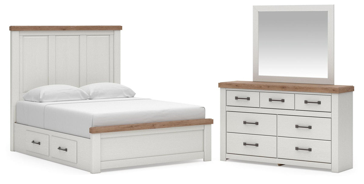 Savonport Queen Panel Bed with Storage, Dresser and Mirror