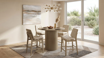Redbridge Upholstered Counter Chair Cream and Natural Oak (Set of 2)