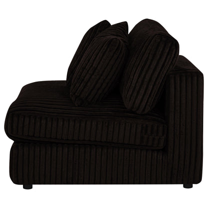 Blaine Corduroy Armless Chair with Reversible Cushions Chocolate Brown