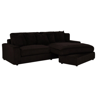 Blaine 2-Piece Corduroy Reversible Chaise Sectional Sofa Chocolate Brown