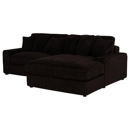 Blaine 2-Piece Corduroy Reversible Chaise Sectional Sofa Chocolate Brown