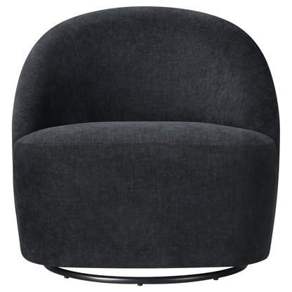 Leon Chenille Upholstered Swivel Accent Chair Black