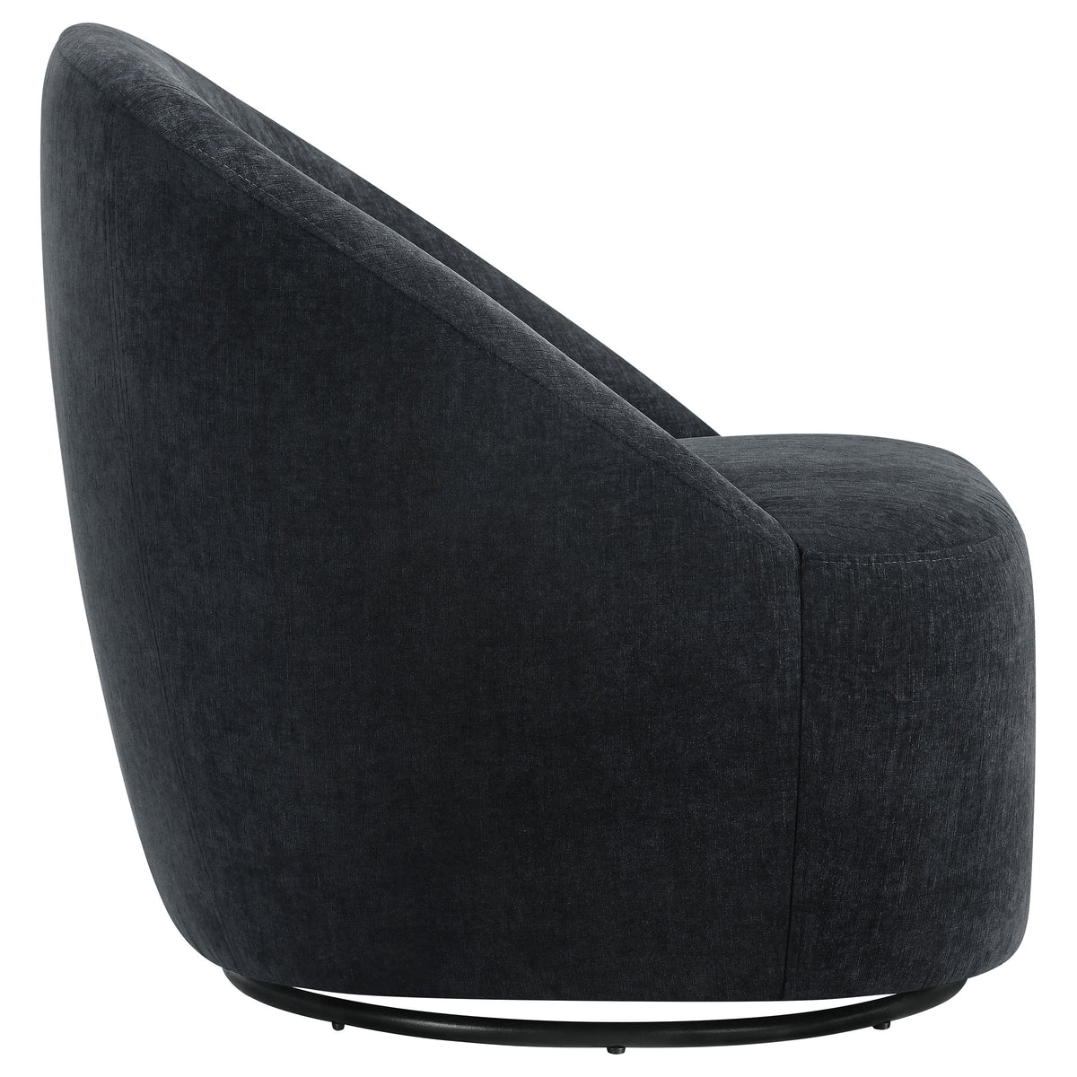 Leon Chenille Upholstered Swivel Accent Chair Black