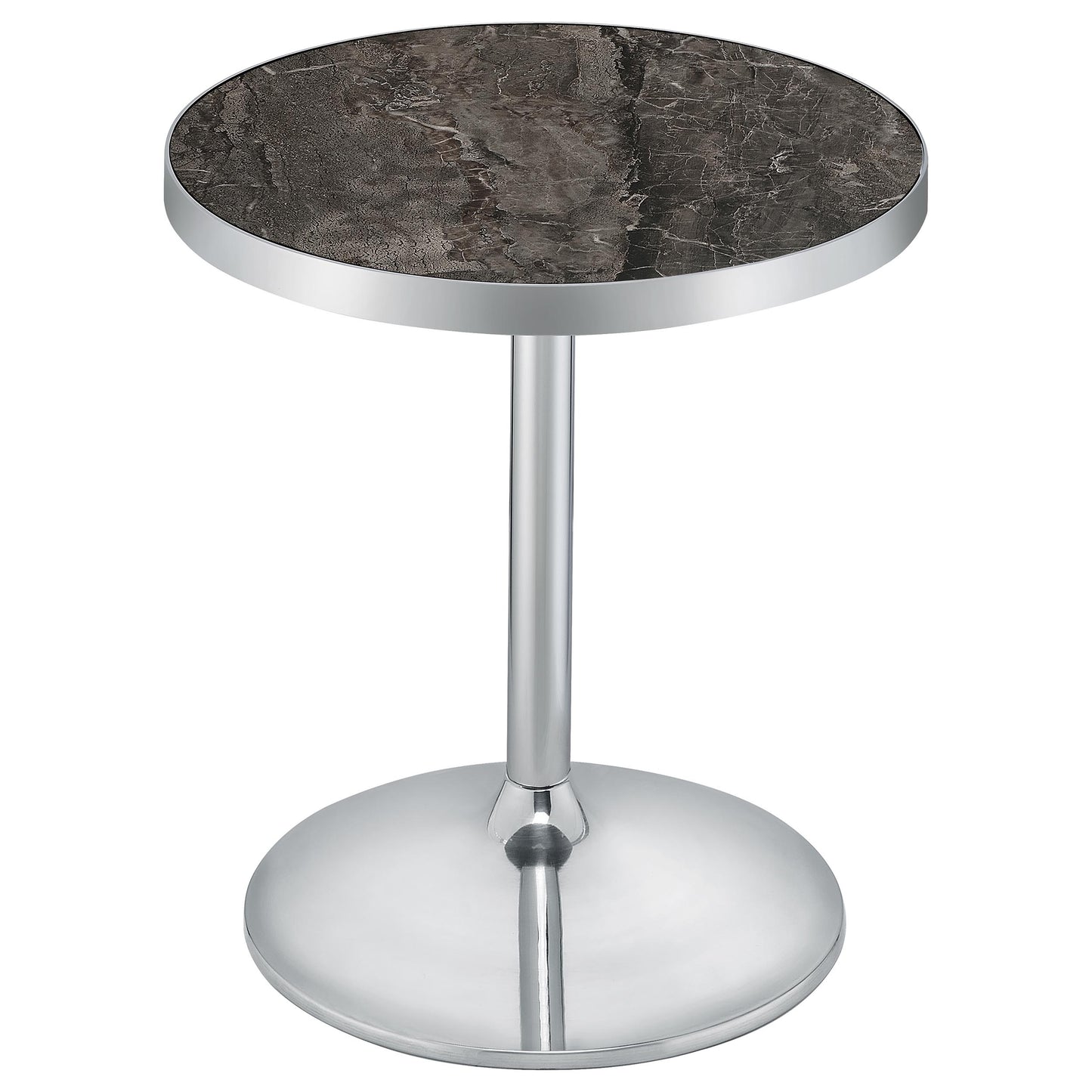 Cazen Round Faux Marble Top Pedestal Side Table Grey
