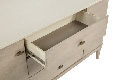 Lucaire 2-door 3-drawer Cultured Marble Top Sideboard Sandstone