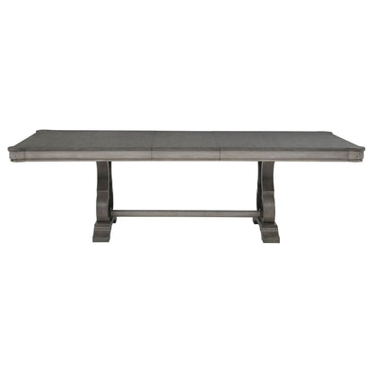Cresswell 104-inch Double Pedestal Extension Dining Table Weathered Taupe