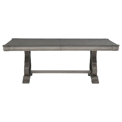 Cresswell 104-inch Double Pedestal Extension Dining Table Weathered Taupe