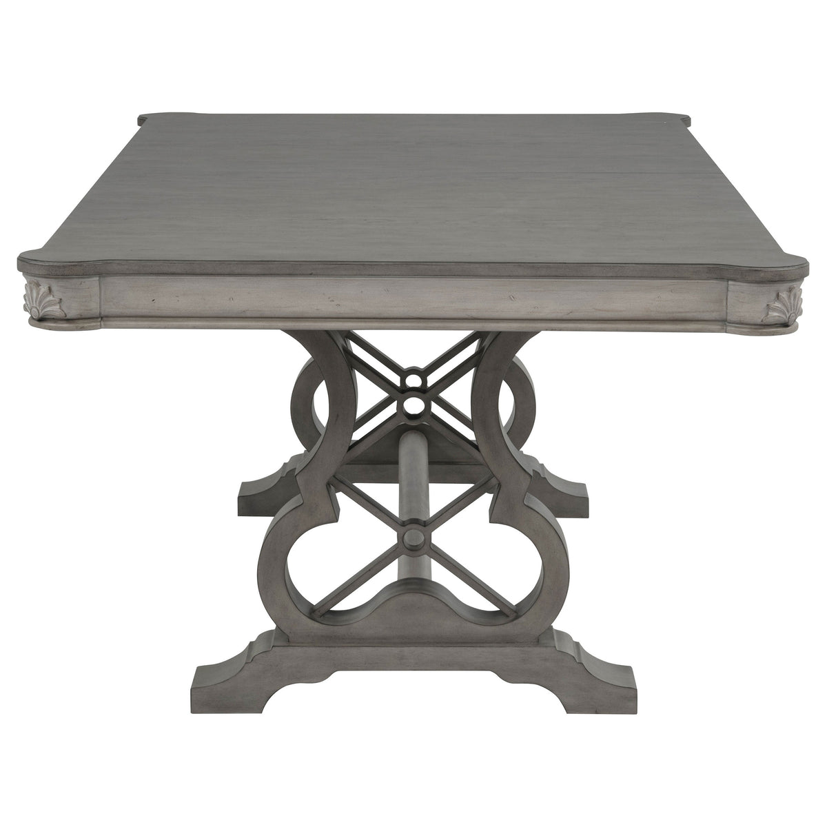 Cresswell 104-inch Double Pedestal Extension Dining Table Weathered Taupe